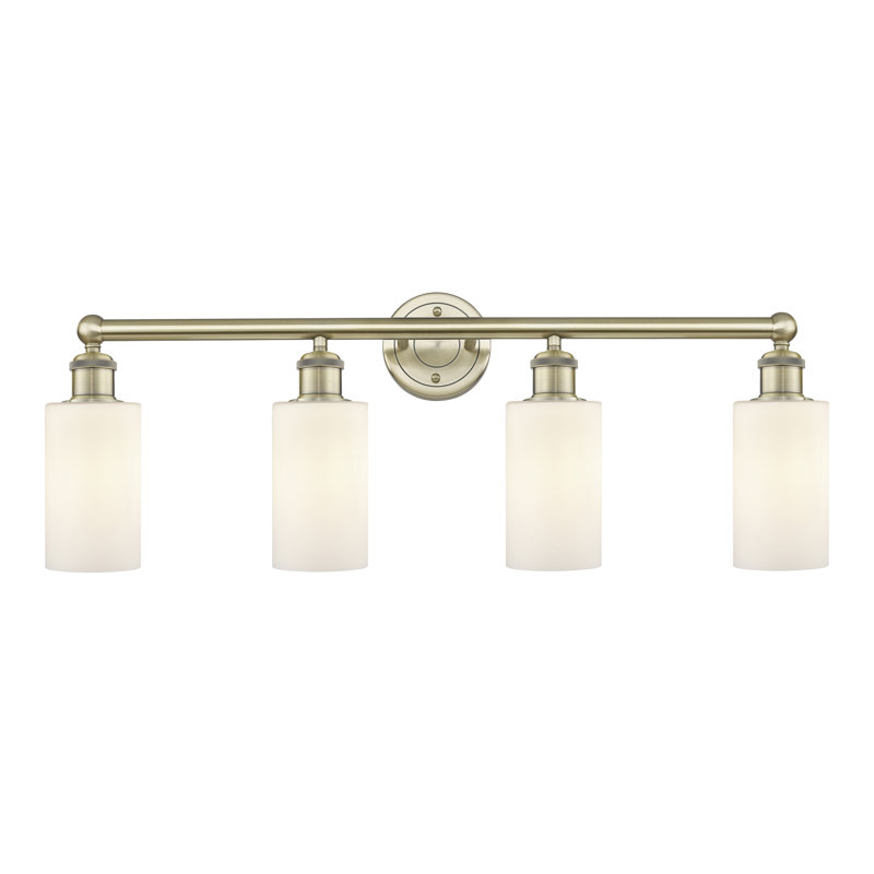 Caldello 4 - Light Dimmable Vanity Light, Matte White, Antique Brass