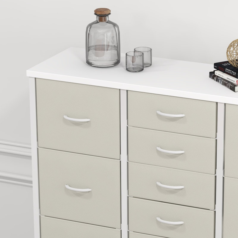 Commode de rangement blanche en tissu à 15 tiroirs avec armoire de rangement pour plancher et plafond