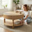 Table basse française avec plateau rabattable et rangement caché-876833065