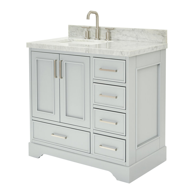 Ensemble de meuble-lavabo simple 37 po Abshire, Gris, Nickel brossé