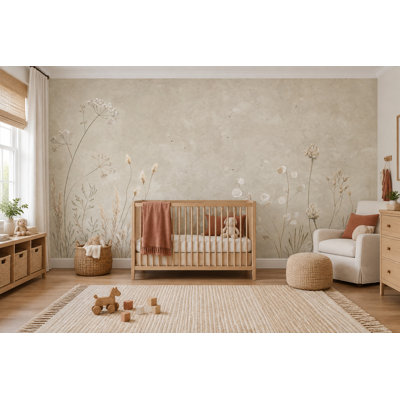Wildflower Grasses Wallpaper Neutral Textured Wall Mural
