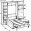 Lit escamotable avec armoire de rangement, étagères ouvertes et port USB, façade de canapé large, panneau imprimé paysage de montagne, lit mural gain de place pour chambre à coucher-1492005177