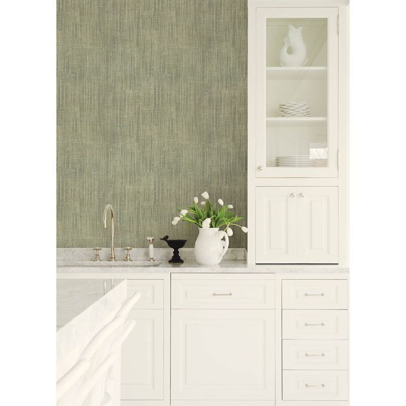 Papier peint tissé en rotin, Vert