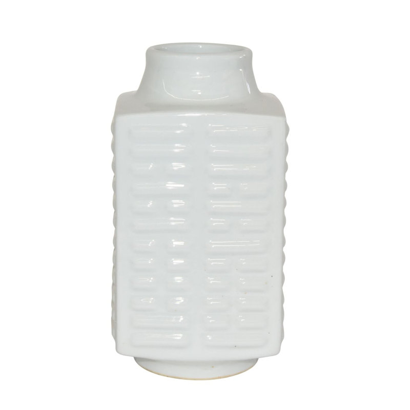 Vase de table en porcelaine d’intérieur/extérieur, Blanc, H 14 po x l 6,5 po x P 6,5 po