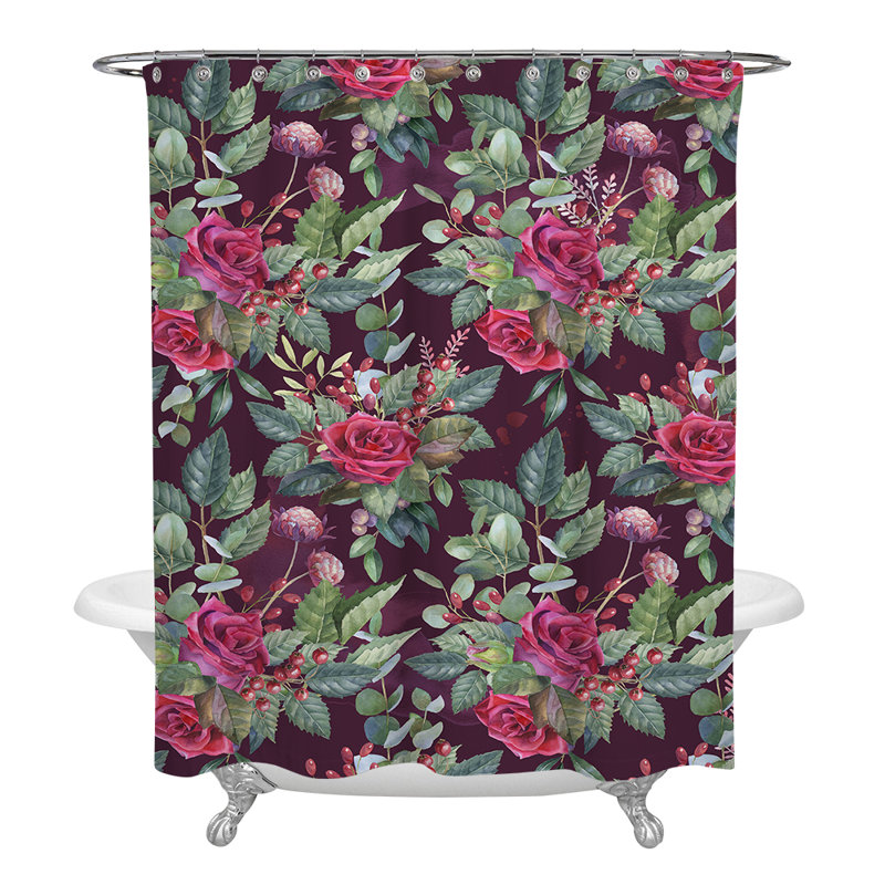 Rideau de douche simple à motif floral binningup, H 83 po x l 70 po