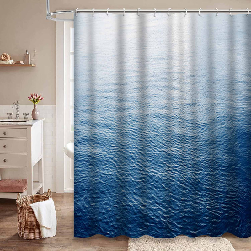 Bleu océan, paysage magnifique avec 12 crochets, L 72 po x l 84 po