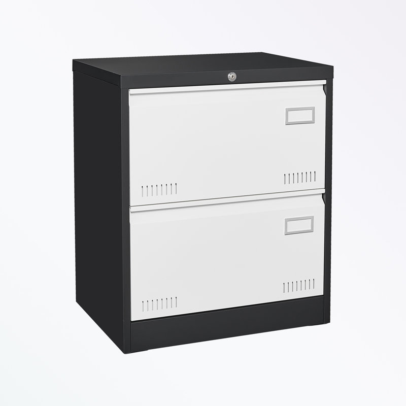 Classeur de rangement Meinke de 23,62 po de largeur, Noir / blanc