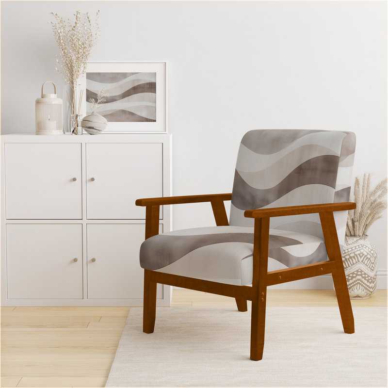 Chaise rembourrée abstraite Minimalisme, Accoudoirs carrés bruns