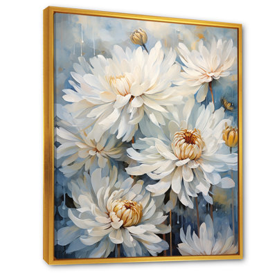 «White and Blue Chrysanthemums V» sur impression sur toile