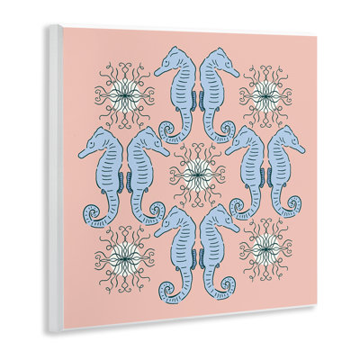 Symmetrical Coral Seahorse Pattern Wall Plaque, design by Sazerelli Designs