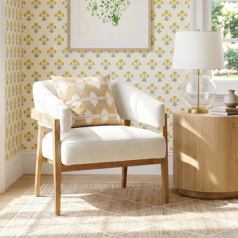 Maudette Upholstered Barrel Chair, Gibson White