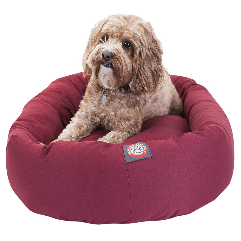Lit ovale pour animal de compagnie, Bourgogne, Très grand (l 35 po x P 52 po x H 11 po)