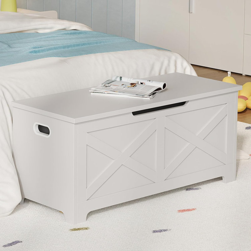 39.4" Storage Chest, Wooden Storage Bench With Safety Hinges, Easy Assembly, Large Toy Chest For Entryway, Living Room, Bedroom