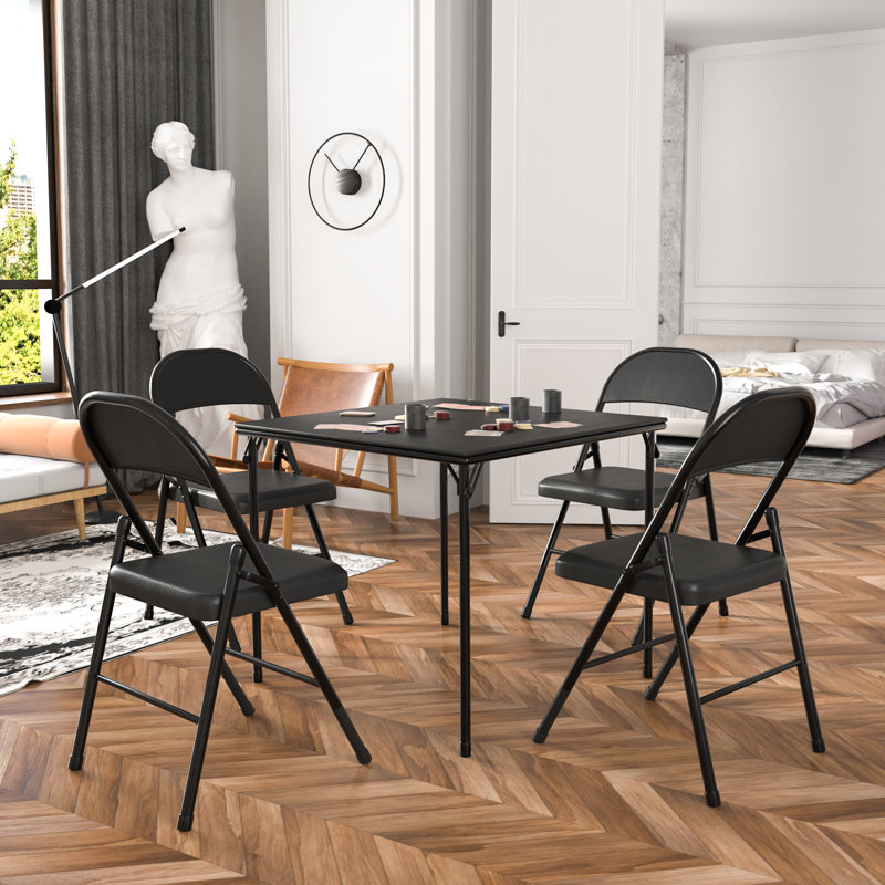 Table de jeu de cartes avec chaises 33,8 "33,8", Noir / Noir