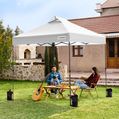 8x8ft Portable Outdoor Pop Up Canopy with Wheel Carry Bag and Sandbags