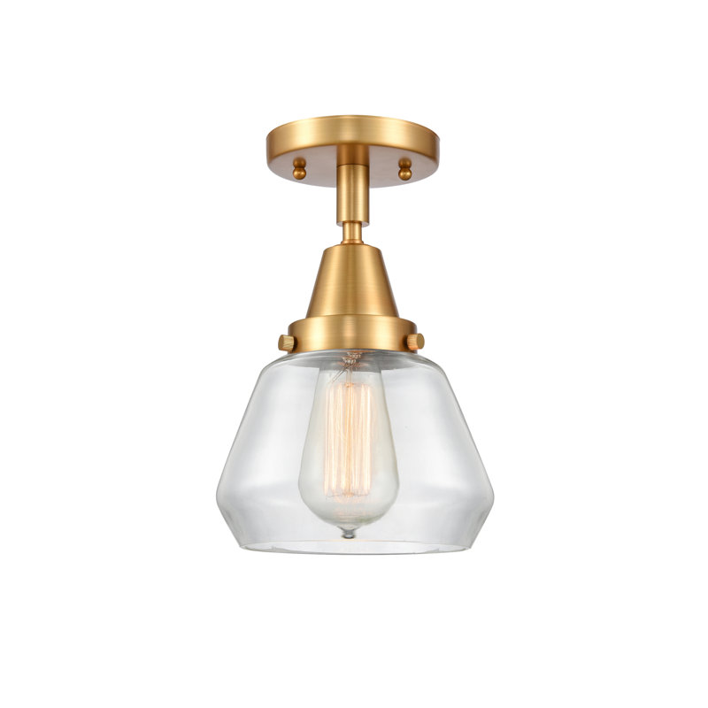 Kylisia Glass Semi Flush Mount, Clear, Satin Gold