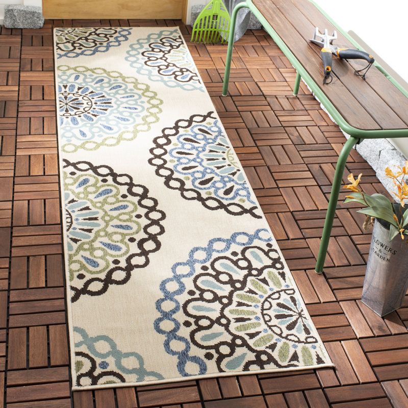 Tapis d'intérieur / extérieur floral Centeno Veranda Performance, Tapis de couloir 2 pi 3 po x 8 pi