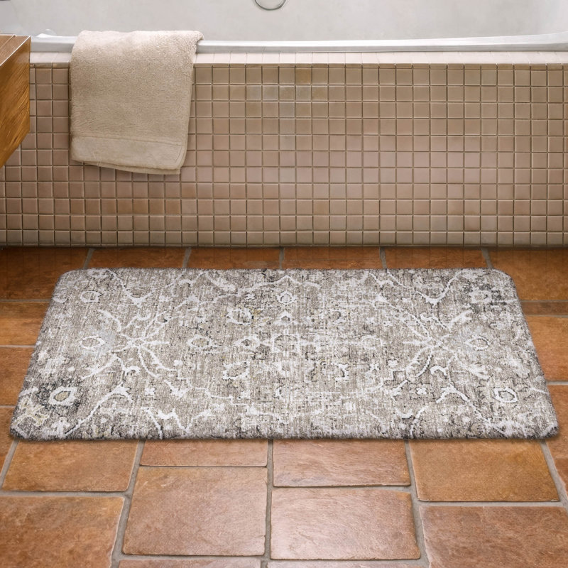Premium Machine Washable Dream Shag ADS92 Ornate Rug, 1'8" x 2'6", Pebble