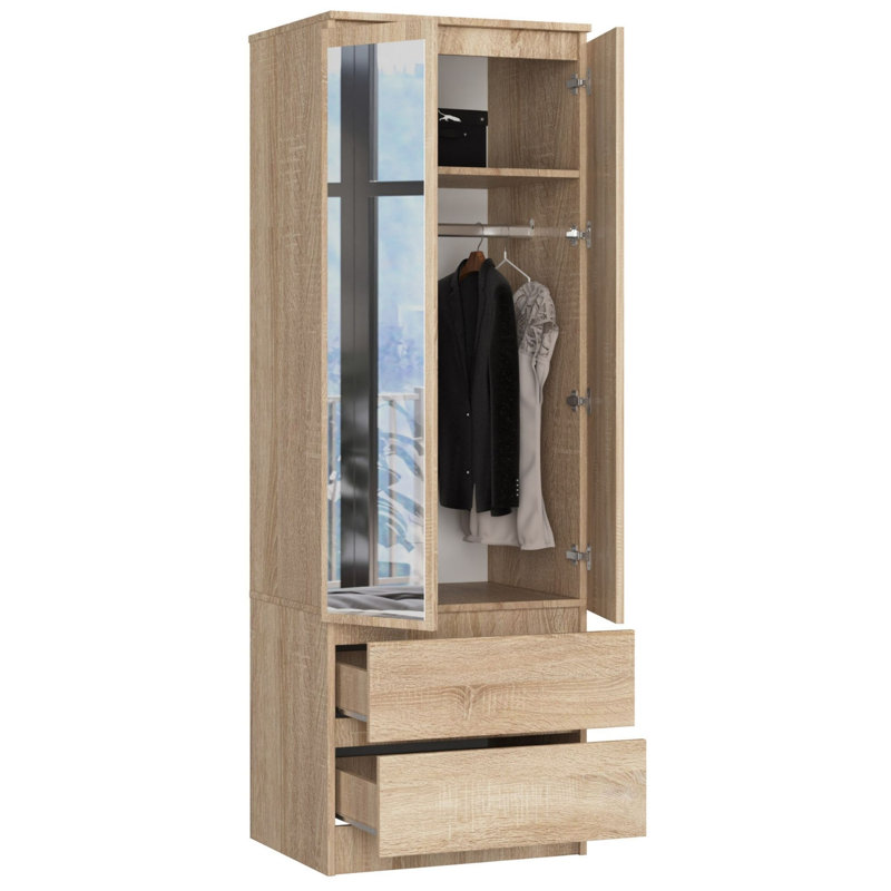 Rennick 2 Door Manufactured Wood Wardrobe, Oak/Laminated