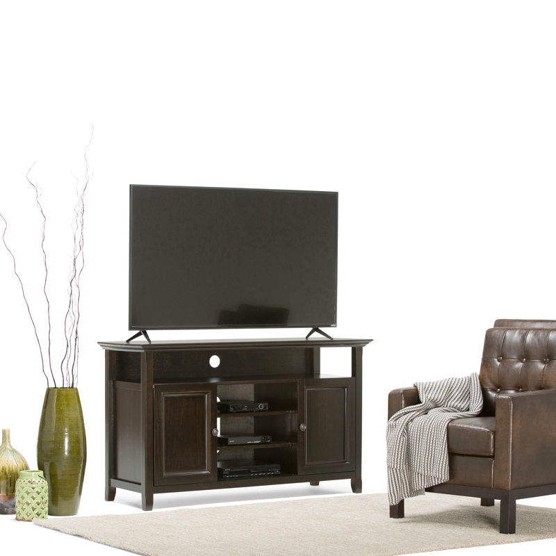 54 Inch Solid Wood Tv Media Stand In Hickory Brown, Hickory Brown