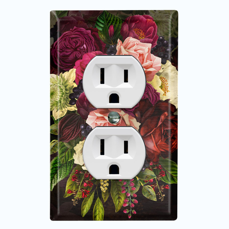 Plaque murale murale 1 sortie fleur rose rouge et blanc