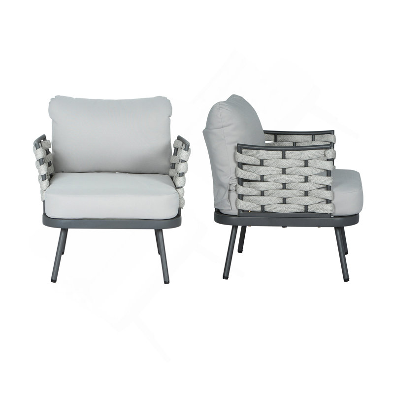Ensemble de 2 fauteuils club en acier Mariano, gris, Gris, Gris