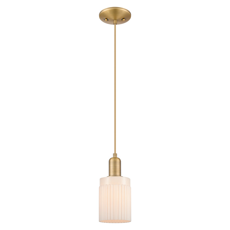 Arcadia - Hadley - Mini-luminaire suspendu à cordon 5 lumières 1 po, Blanc mat, Laiton brossé