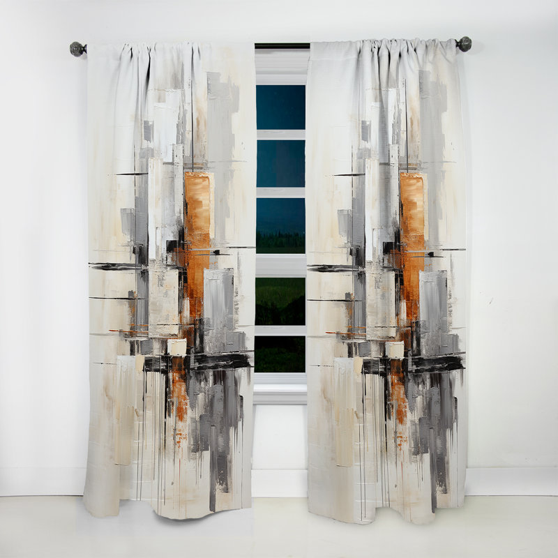 Khamarion Minimalist Montage IV - Abstract Collages Curtain - Velvet Room Darkening - 1 Panel, 52" W x 84" L