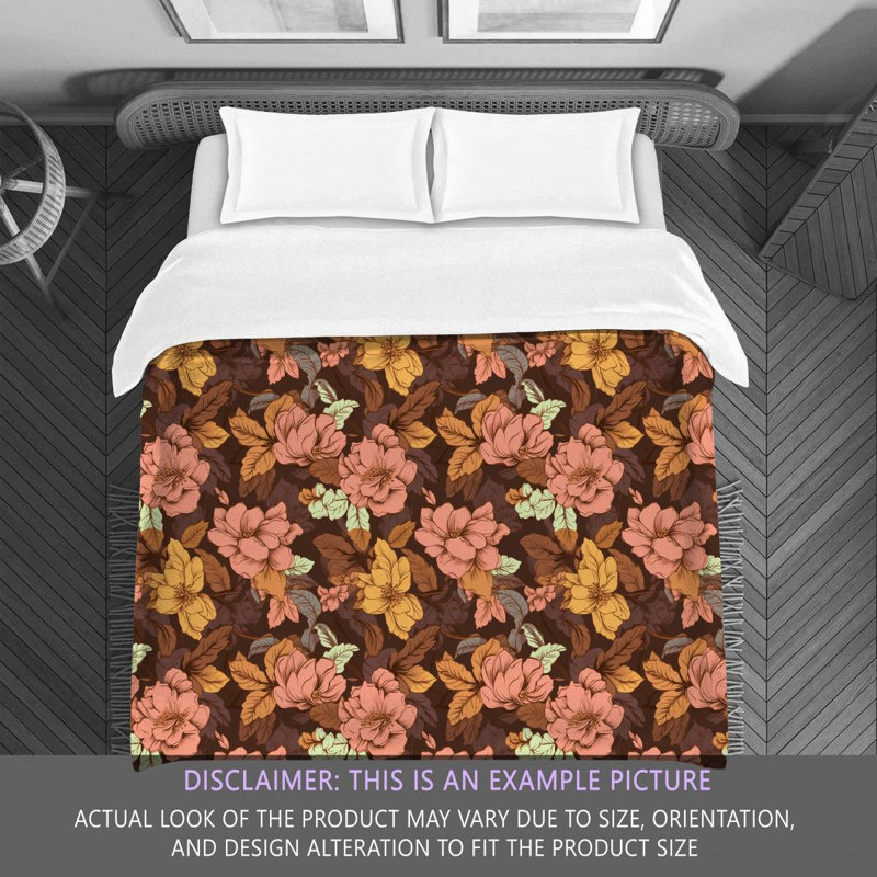 Machine Printed Comforter, Twin Comforter, Brown/Pink