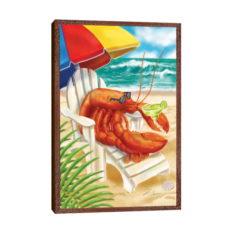 Beach Friends - Lobster 1 Piece Wall Art on Canvas, 66.04cm H x 45.72cm W x 3.81cm D, Brown Framed
