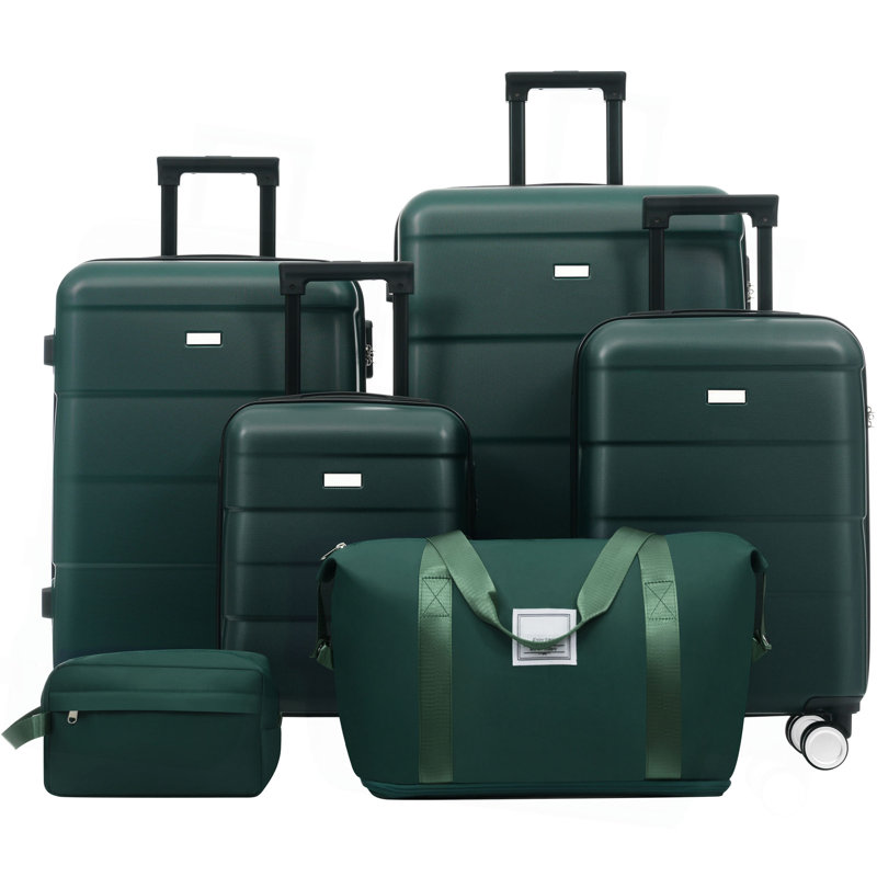 Ensembles de bagages Hardshell 6 pièces avec 2 sacs, valise de transport avec poignée et roues pivotantes doubles verrouillables, bagages légers de 16 po + 20 po + 24 po + 28 po