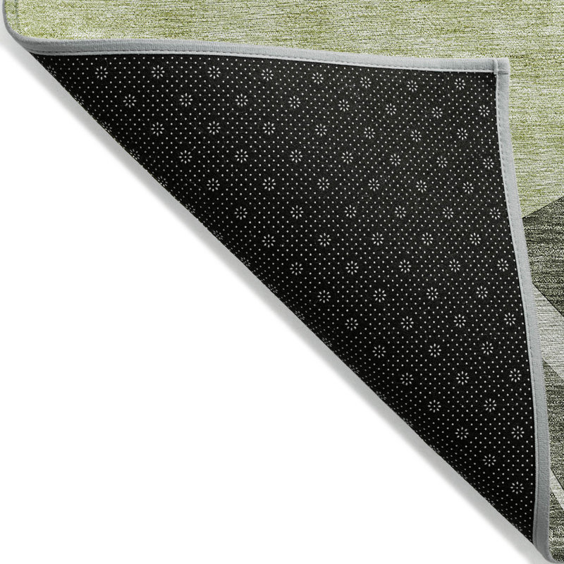 Tapis extérieur lavable abstrait vert olive et artichaut 9 pi x 12 pi