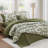 Comforter Set -7 Pieces Botanical Olive Green Comforter for All Seasons, Bed in a Bag with Flowers Floral Comforter, Sheets, Pillowcases & Shams-111986124-124311214