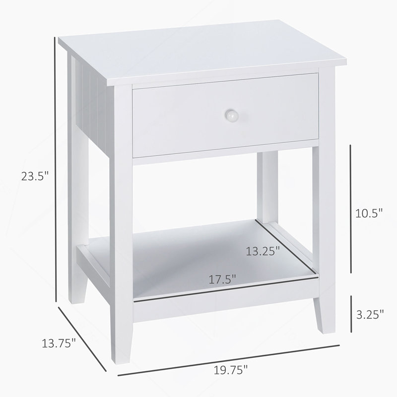 Table de bout, table d'appoint à 2 niveaux avec tiroir et tablette de rangement
