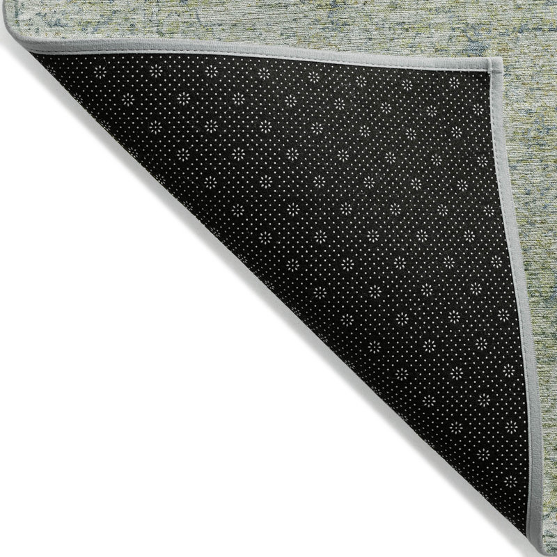Machine Washable Indoor/Outdoor Xhevrie Aloe Rug, Round 8'