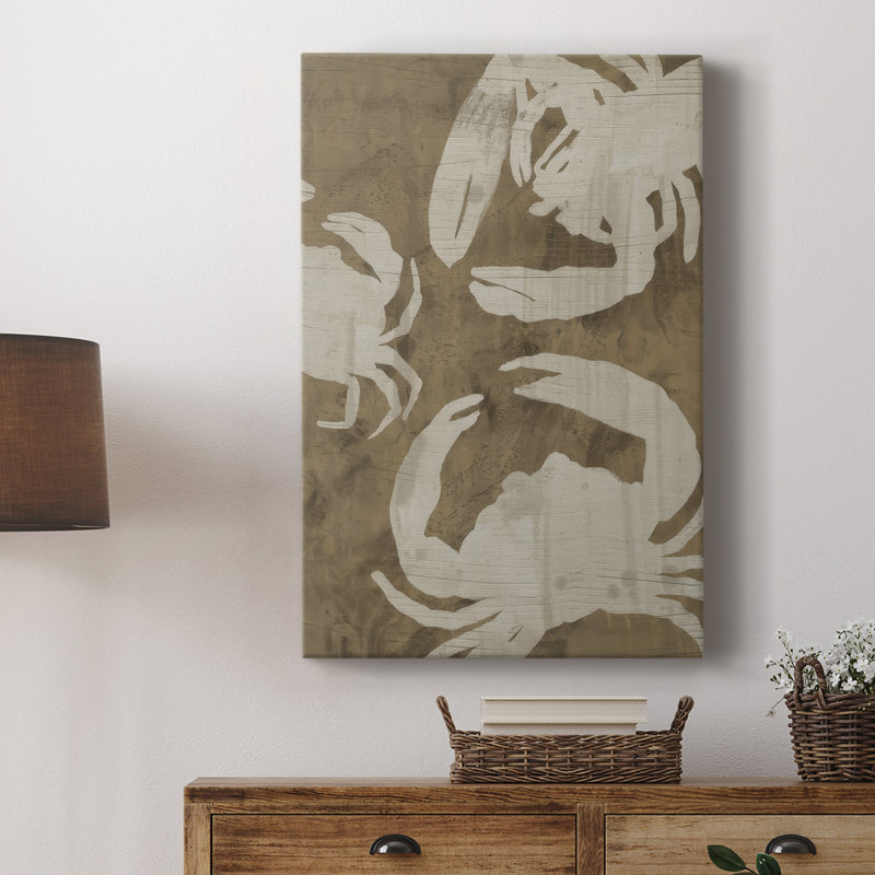 Woodgrain Crustaceans I -Gallery Wrapped Cavas, 12" H x 8" W
