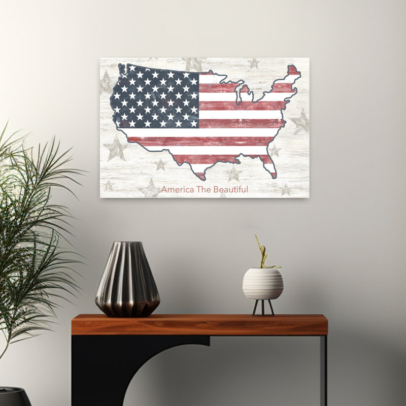 «America The Beautiful Map», art contemporain, H 16 po x l 24 po