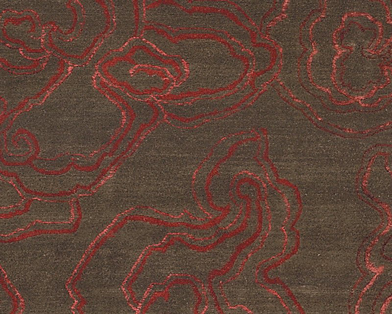 Cloud Nine Abstract Area Rug in Brown/Red, Rectangle 8' x 10'