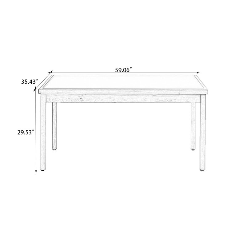 Blanc / brun pierre rectangulaire + table de salle à manger papillon en bois massif, H 29,53 po x L 59,06 po x l 35,43 po