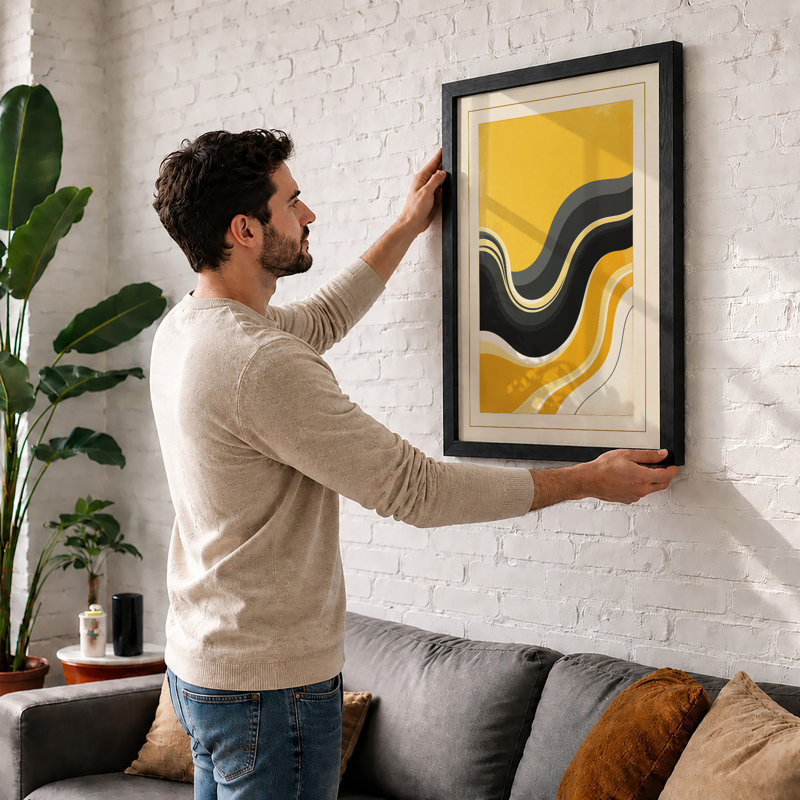 Flowing Rhythms Mid-Century - Framed Print, A1 - 84.1 x 59.4 cm, Black