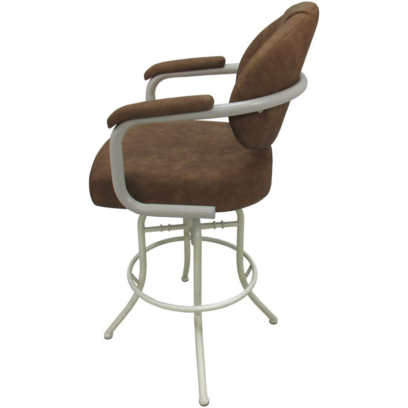 Swivel Upholstered Counter Stool, Brown, White