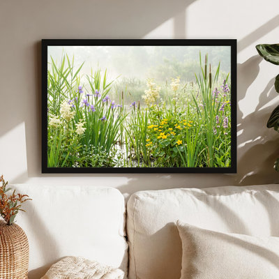 Art mural sur toile noir encadré pour le salon, la chambre à coucher, le bureau ou le vestibule - Décoration murale décorative avec fleurs sauvages