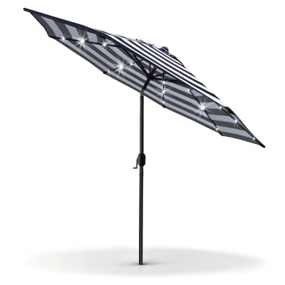 Balkar 9 ft Solar LED Lighted Patio Umbrella with Tilt and Crank
