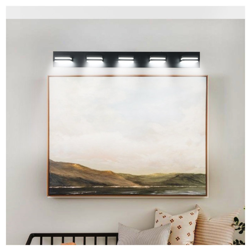 Applique murale de salle de bain moderne à 5 lumières DEL pour salle de bain moderne à miroir noir, éclairage en fer écoénergétique