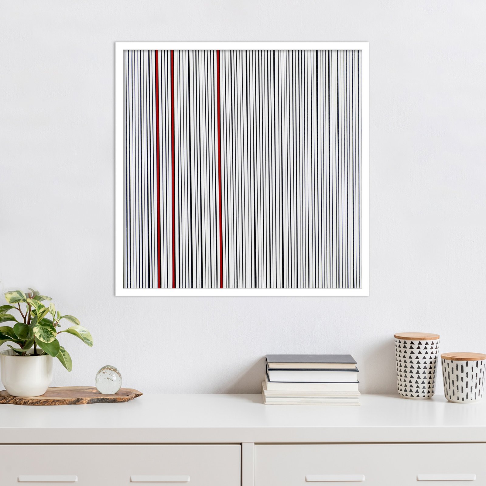 Mostly White Print by Alex Dunn, White, 25" H x 25" W x 1" D