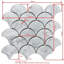 Carreau de mosaïque en marbre et écailles de poisson 9 po x 10 po Bardiglio-79872532