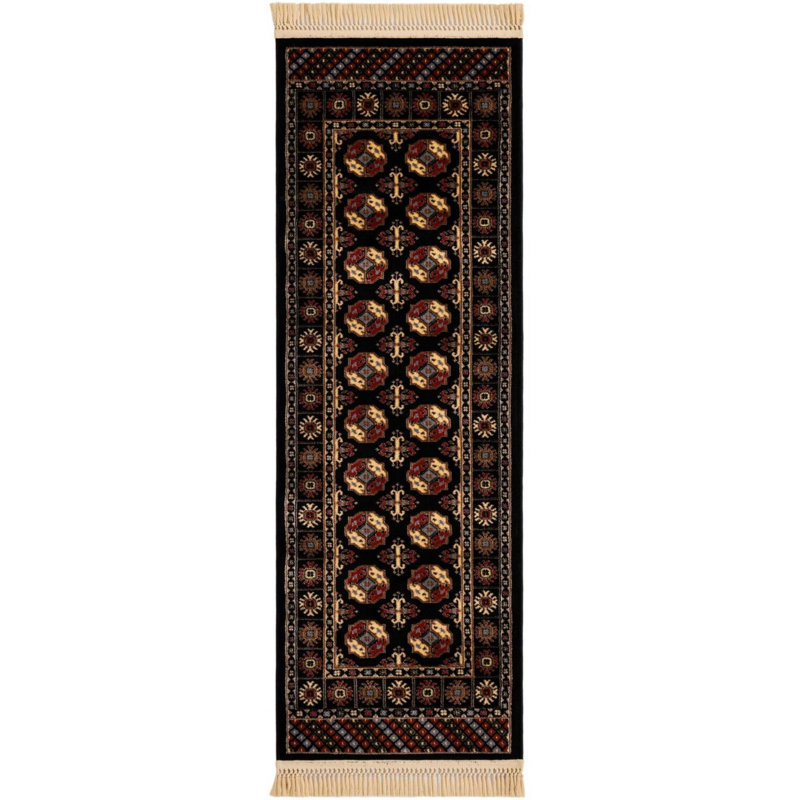 Traditional Hinshaw Runner Rug Black Color, Rectangle 5'3" x 7'1"