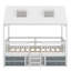 Lit en bois multi-rangements avec toit, échelle, tiroirs et tablettes-947341890