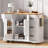 56 Inch Kitchen Island With Rubber Wood Veneer Drop Leaf, Power Outlet, 4 Door Shelves, Embossed Vertical Stripe Rolling Kitchen Cart On 4 Wheels With 6 Deep Drawers-1298970831