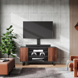 Charlotin Wade Logan® Black Fixed Floor TV Stand with Shelving, Holds up to 88 lbs for 32-70 inch